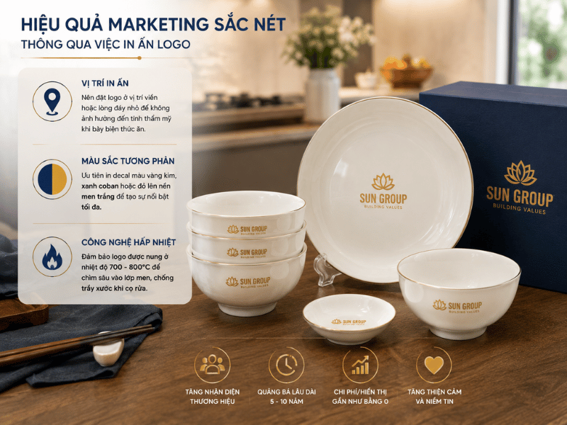 Hiệu quả marketing thương hiệu nhờ bát đĩa in logo làm quà tặng