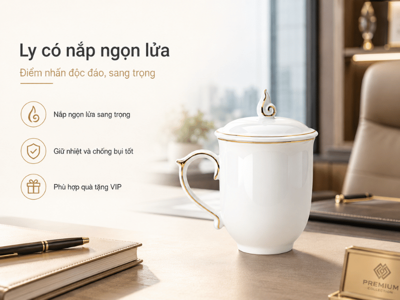 Ly sứ nắp ngọn lửa toát lên vẻ đẹp quyền uy, sang trọng