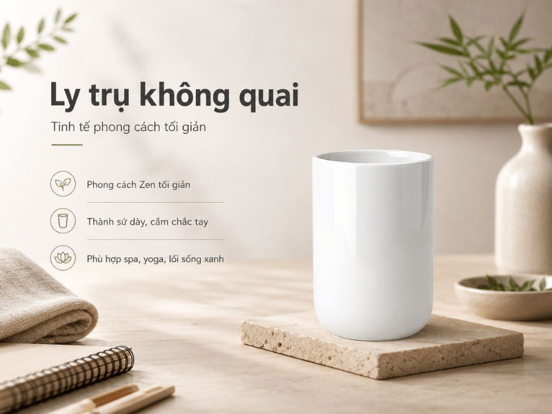 Ly sứ trụ không quai là mẫu ly cốc sứ quà tặng được yêu thích