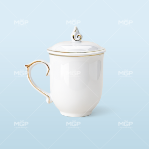 Ly sứ ngọn lửa viền chỉ vàng sang trọng