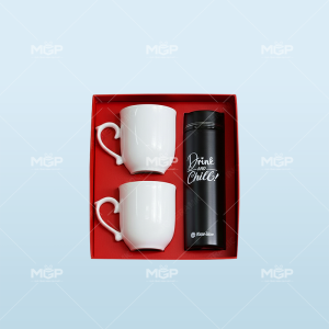 Giftset bộ 2 ly sứ và bình giữ nhiệt cao cấp