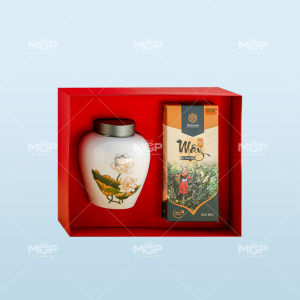 Giftset bộ hũ trà và hộp trà gốm sứ