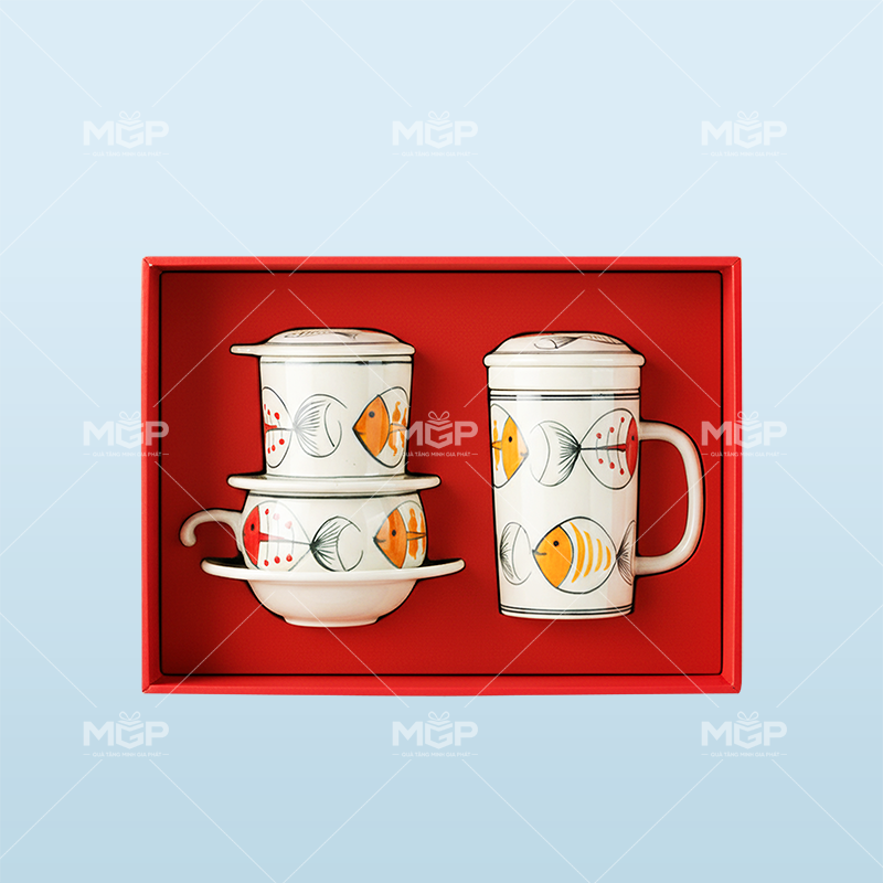 Giftset bộ phin cafe và ca lọc trà gốm sứ Bát Tràng cao cấp - MGPGSL04 1 Giftset bộ phin cafe và ca lọc trà gốm sứ Bát Tràng cao cấp