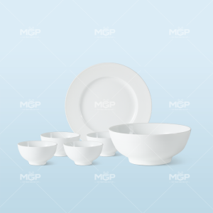 Bộ bát đĩa 6 món trắng (kèm tô)