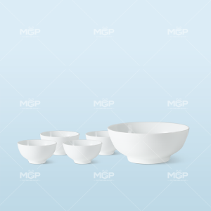 Bộ bát đĩa 5 món trắng (kèm tô)