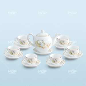 Set ấm trà dáng Minh Long mộc lan