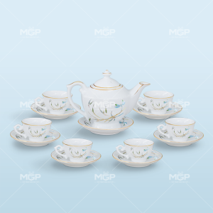 Bộ trà dáng đèn thần vẽ chuồn trúc