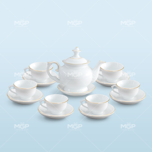 Set trà đài các kẻ chỉ vàng sang trọng