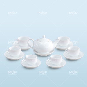 Bộ trà dáng minh nguyệt trắng Bát Tràng