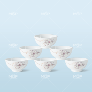 Set 6 bát cơm vẽ hoa sơn trà