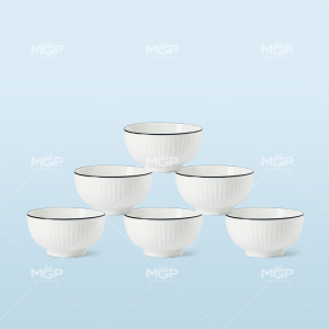 Set 6 bát cơm sọc kẻ chỉ tối giản
