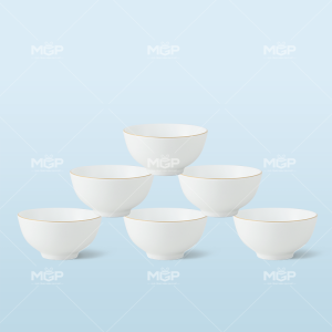 Set 6 bát cơm viền kẻ vàng kim