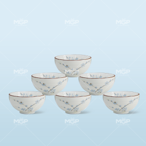 Set 6 bát ăn men kem đào xanh