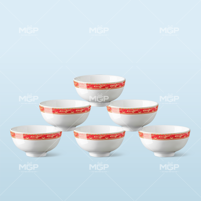 Bộ 6 chén ăn cơm họa tiết hạc đỏ - MGPBD07 1 Bộ 6 chén ăn cơm họa tiết hạc đỏ