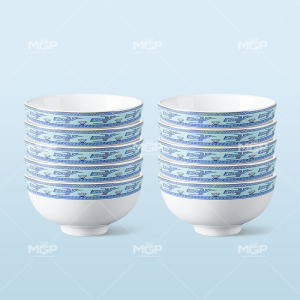 Set 10 bát cơm họa tiết hạc xanh