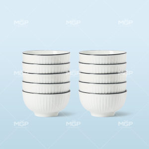 Set 10 bát cơm sọc kẻ chỉ thanh mảnh