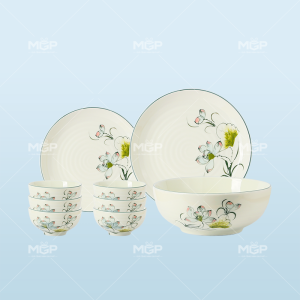 Set bàn ăn 9 món men sen bóng
