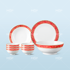 Bộ đồ ăn 9 món họa tiết hạc đỏ