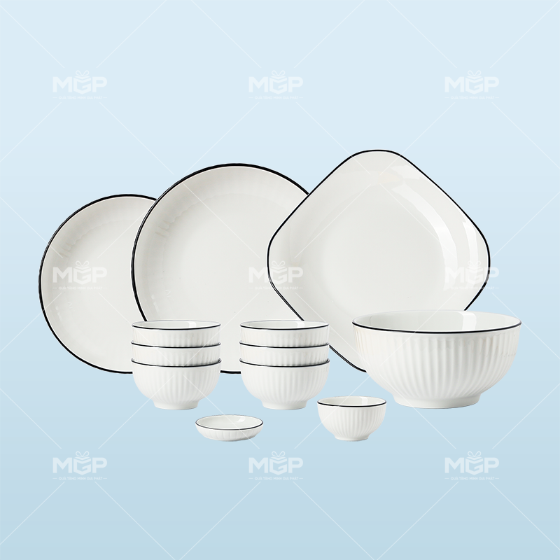 Set đồ ăn 12 món sọc kẻ chỉ - MGPBD46 1 Set đồ ăn 12 món sọc kẻ chỉ