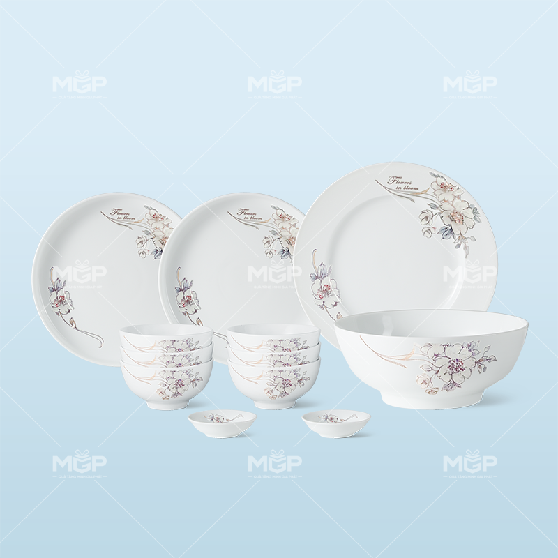 Set bát đĩa 12 món hoa sơn trà - MGPBD48 1 Set bát đĩa 12 món hoa sơn trà