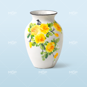 Lọ vò hoa hồng vàng vẽ tay