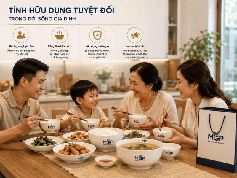 Tính hữu dụng trong đời sống gia đình của bát đĩa in logo làm quà tặng